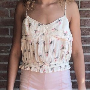 Cream Floral Tank Top